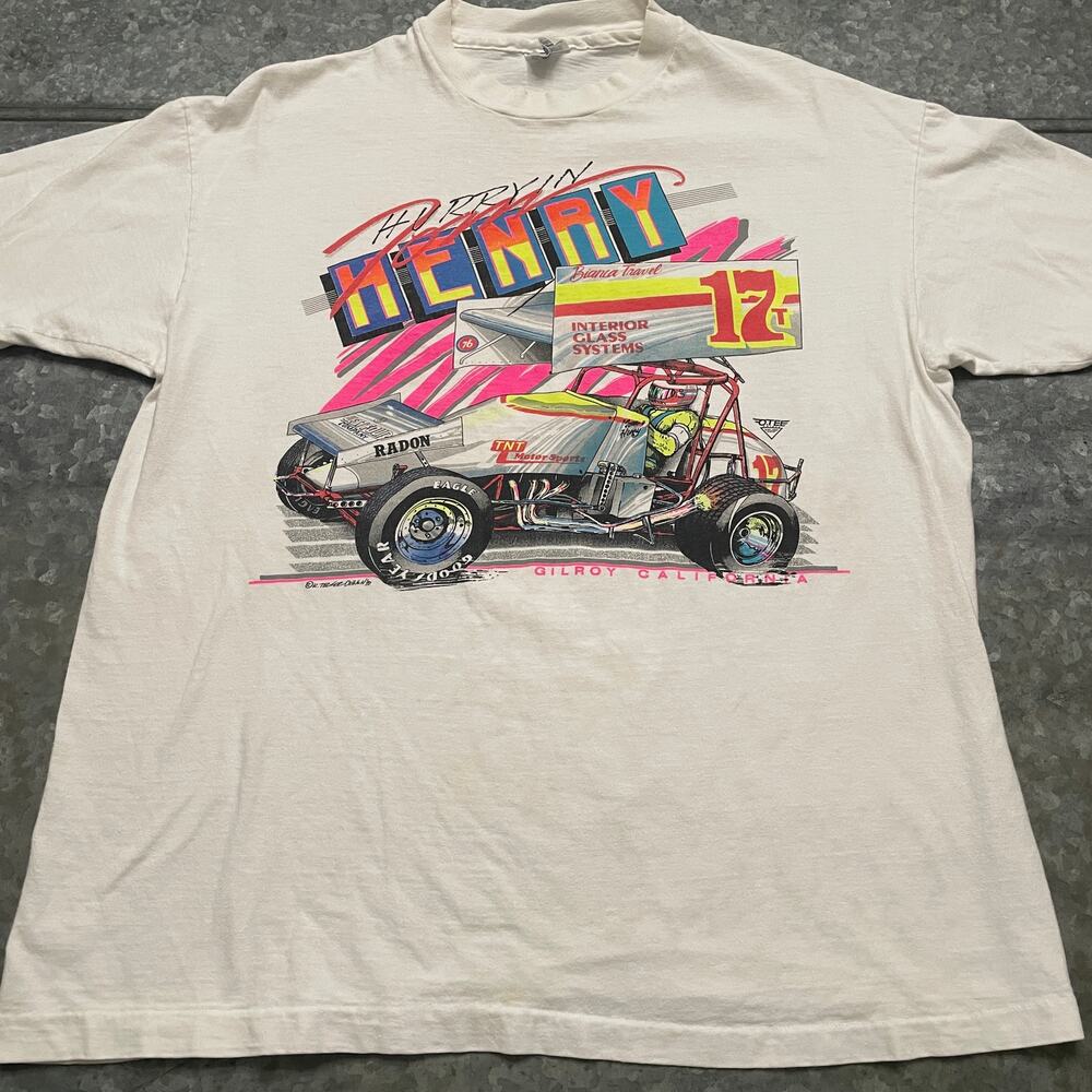 Vintage Hurryin Henry Drag Racing Single Stitch Shirt XL USA Gilroy California